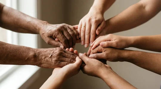 Représentation visuelle de la solidarité et du soutien mutuel entre proches