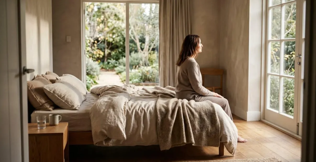 Chambre spacieuse au rez-de-chaussée avec grande fenêtre et mobilier ergonomique adapté aux seniors